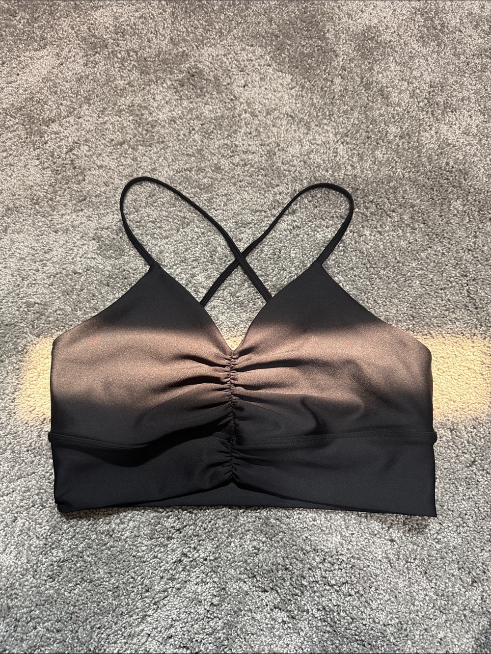ALO Yoga Black Strappy V-Neck Sports Bralette - Picture 2 of 4